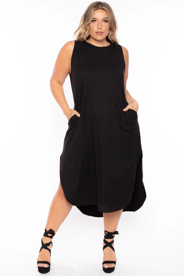 Zenana Dresses Plus Size Tank Maxi T-Shirt Dress - Black 3 Zenana Dresses Plus Size Tank Maxi T-Shirt Dress - Black