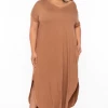 Zenana Plus Size Maxi T-Shirt Dress - Camel