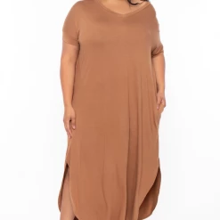 Zenana Plus Size Maxi T-Shirt Dress - Camel