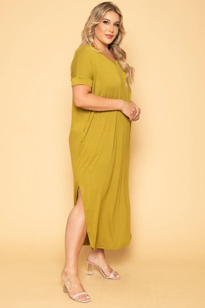Zenana Plus Size Maxi T-Shirt Dress - Chartreuse 6 Zenana Plus Size Maxi T-Shirt Dress - Chartreuse