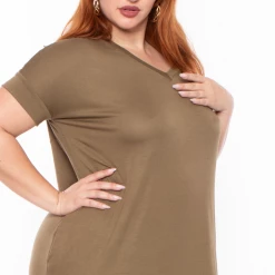 Zenana Plus Size Maxi T-Shirt Dress - Dusty Olive Dresses