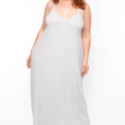 Zenana Dresses Plus Size Cami Strap Maxi Dress - Grey Mist
