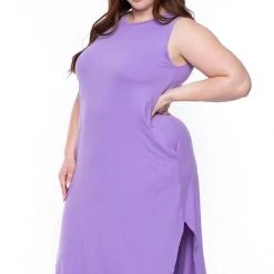 Zenana Plus Size Tank Maxi T-Shirt Dress - Lavender