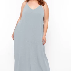 Zenana Dresses Plus Size Cami Strap Maxi Dress - Light Grey
