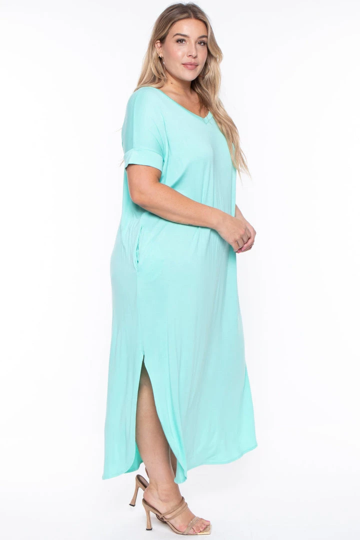 Zenana Plus Size Maxi T-Shirt Dress - Mint Dresses 6 Zenana Plus Size Maxi T-Shirt Dress - Mint Dresses