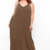 Zenana Plus Size Cami Strap Maxi Dress - Mocha Dresses 1 Zenana Plus Size Cami Strap Maxi Dress - Mocha Dresses