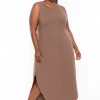 Zenana Plus Size Tank Maxi T-Shirt Dress - Mocha Dresses