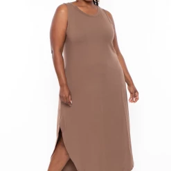 Zenana Plus Size Tank Maxi T-Shirt Dress - Mocha Dresses