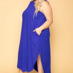 Zenana Plus Size Tank Maxi T-Shirt Dress - Royal Blue New Arrivals 10 Zenana Plus Size Tank Maxi T-Shirt Dress - Royal Blue New Arrivals