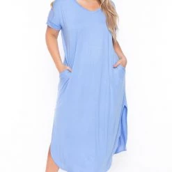 Zenana Plus Size Maxi T-Shirt Dress - Spring Blue New Arrivals