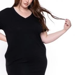 Zenana Plus Size Basic T-Shirt Dress - Black New Arrivals