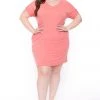 Zenana New Arrivals Plus Size Basic T-Shirt Dress - Coral