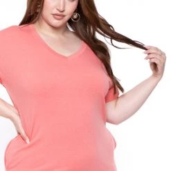 Zenana New Arrivals Plus Size Basic T-Shirt Dress - Coral