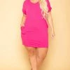 Zenana Plus Size Basic T-Shirt Dress - Fuchsia New Arrivals
