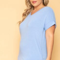 Zenana Plus Size Basic T-Shirt Dress - Light Blue New Arrivals