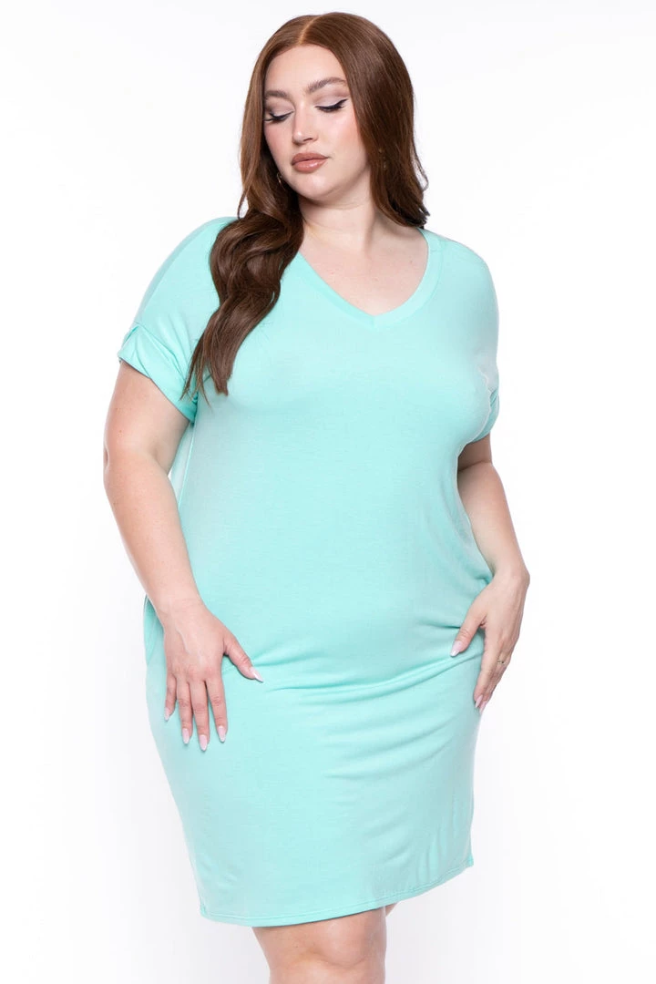 Zenana New Arrivals Plus Size Basic T-Shirt Dress - Mint 4 Zenana New Arrivals Plus Size Basic T-Shirt Dress - Mint