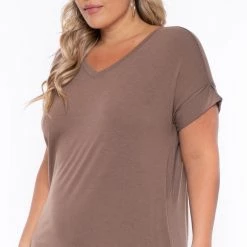 Zenana New Arrivals Plus Size Basic T-Shirt Dress - Mocha