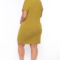 Zenana Plus Size Basic T-Shirt Dress - Chartreuse New Arrivals