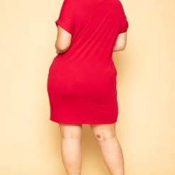 Zenana Plus Size Basic T-Shirt Dress - Red New Arrivals