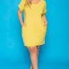 Zenana Plus Size Basic T-Shirt Dress - Yellow
