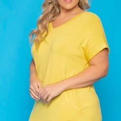 Zenana Plus Size Basic T-Shirt Dress - Yellow 9 Zenana Plus Size Basic T-Shirt Dress - Yellow