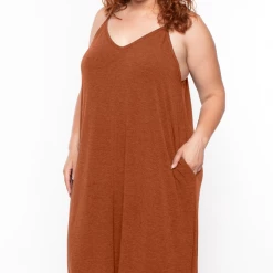 Zenana Plus Size Cami Strap Maxi Dress - Almond