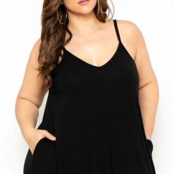 Zenana Plus Size Cami Strap Maxi Dress - Black