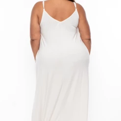 Zenana Plus Size Cami Strap Maxi Dress - Bone