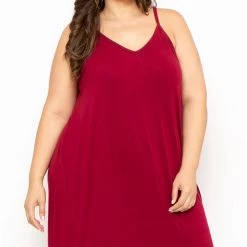 Zenana Dresses Plus Size Cami Strap Maxi Dress - Burgundy