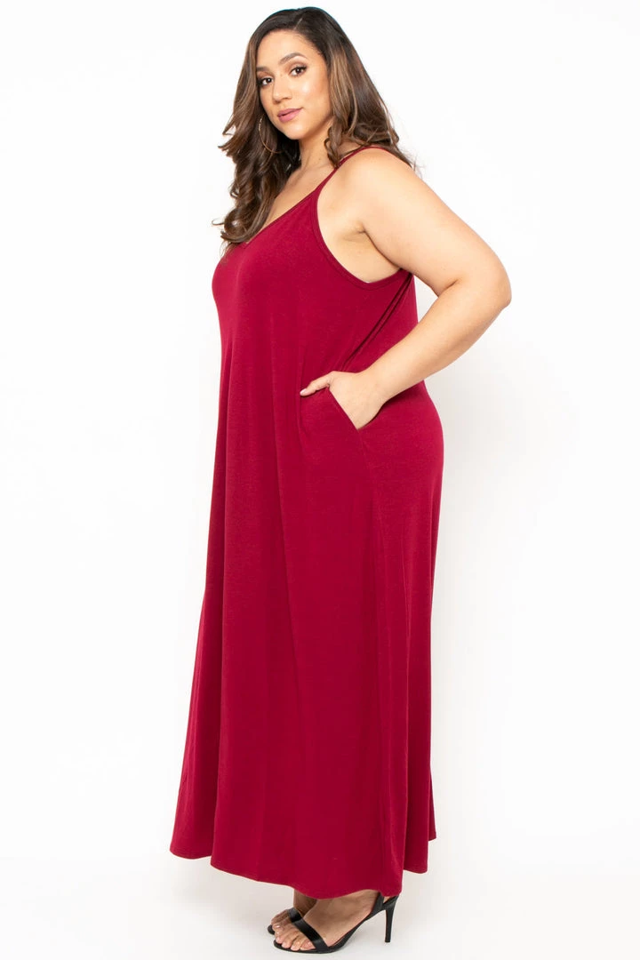 Zenana Dresses Plus Size Cami Strap Maxi Dress - Burgundy 7 Zenana Dresses Plus Size Cami Strap Maxi Dress - Burgundy
