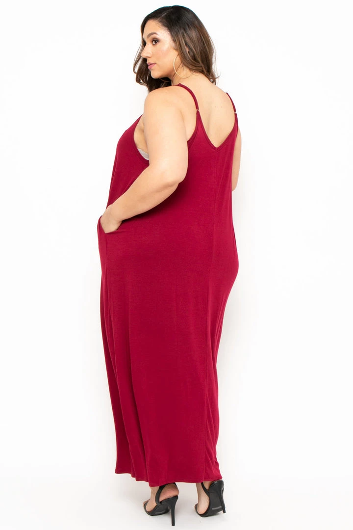 Zenana Dresses Plus Size Cami Strap Maxi Dress - Burgundy 5 Zenana Dresses Plus Size Cami Strap Maxi Dress - Burgundy