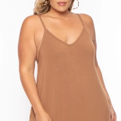 Zenana Dresses Plus Size Cami Strap Maxi Dress - Camel