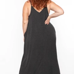 Zenana Dresses Plus Size Cami Strap Maxi Dress - Charcoal