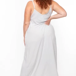Zenana Dresses Plus Size Cami Strap Maxi Dress - Grey Mist