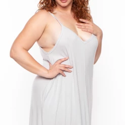 Zenana Dresses Plus Size Cami Strap Maxi Dress - Grey Mist