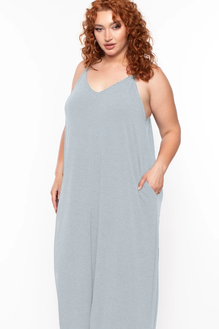 Zenana Dresses Plus Size Cami Strap Maxi Dress - Light Grey 4 Zenana Dresses Plus Size Cami Strap Maxi Dress - Light Grey