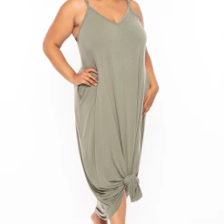 Zenana Plus Size Cami Strap Maxi Dress - Light Olive Dresses