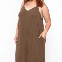 Zenana Plus Size Cami Strap Maxi Dress - Mocha Dresses