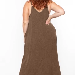 Zenana Plus Size Cami Strap Maxi Dress - Mocha Dresses