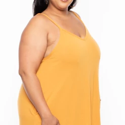 Zenana Dresses Plus Size Cami Strap Maxi Dress - Mustard