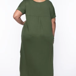 Zenana Plus Size Maxi T-Shirt Dress - Army Green Dresses