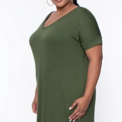 Zenana Plus Size Maxi T-Shirt Dress - Army Green Dresses