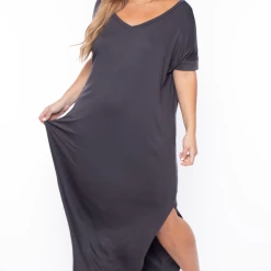 Zenana Plus Size Maxi T-Shirt Dress - Ash Grey
