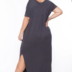 Zenana Plus Size Maxi T-Shirt Dress - Ash Grey