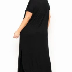 Zenana Plus Size Maxi T-Shirt Dress - Black