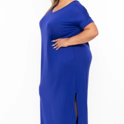 Zenana Plus Size Maxi T-Shirt Dress - Bright Blue