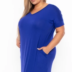 Zenana Plus Size Maxi T-Shirt Dress - Bright Blue