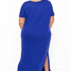 Zenana Plus Size Maxi T-Shirt Dress - Bright Blue