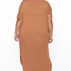 Zenana Plus Size Maxi T-Shirt Dress - Camel 9 Zenana Plus Size Maxi T-Shirt Dress - Camel