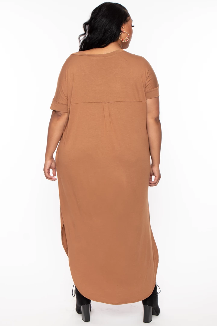 Zenana Plus Size Maxi T-Shirt Dress - Camel 6 Zenana Plus Size Maxi T-Shirt Dress - Camel